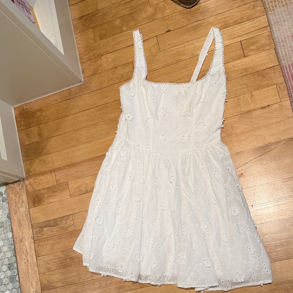 White Eyelet 3D corset dress